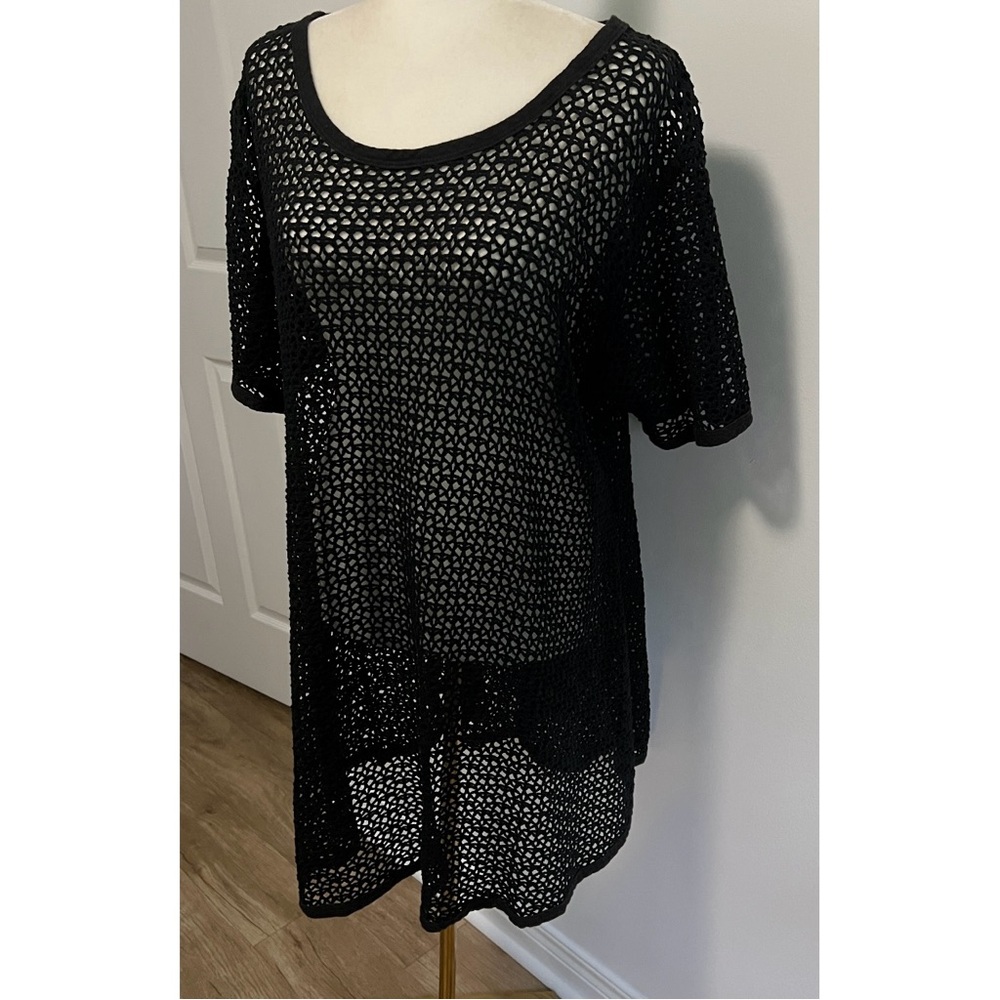 🇨🇦Retro big hole diamond net long tunic or short dress black- versatile style - Picture 15 of 16